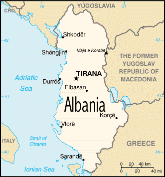 Mapa de Albania